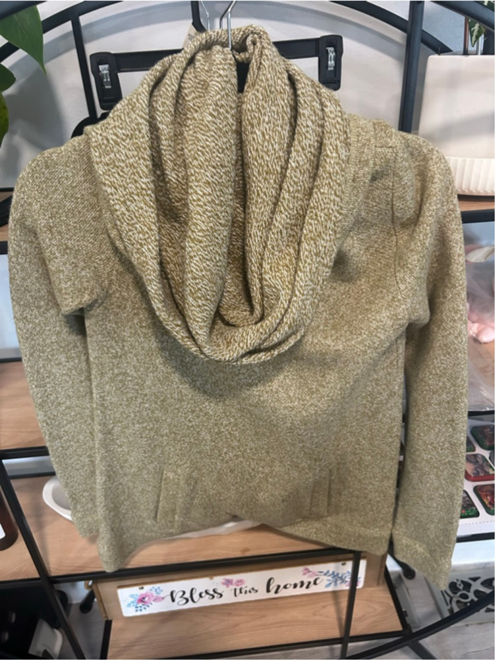 Women's J.Crew Green & White Cowl Neck Sweater S